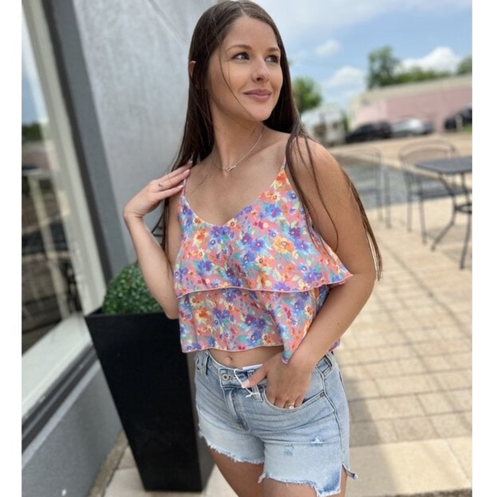 NWT summer dreamscapes patterned top {peach} - large - Picture 5 of 10